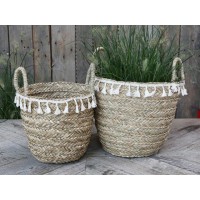 Seagrass Baskets with Fringes - Set/2 - Small Set